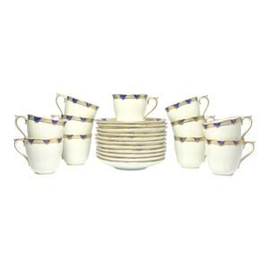 Coalport “St. Malo” 11 Cobalt Bone China Demitasse Cups 2 1/4” 2.5oz & Saucers